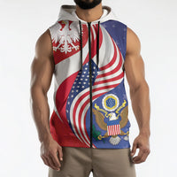 Poland American Heritage Month Sleeveless Zip Hoodie Polish and American National Symbols