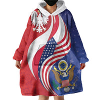 Poland American Heritage Month Wearable Blanket Hoodie Polish and American National Symbols