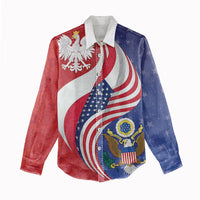 Poland American Heritage Month Women Casual Shirt Polish and American National Symbols