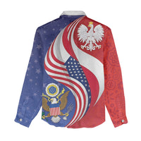Poland American Heritage Month Women Casual Shirt Polish and American National Symbols