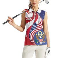 Poland American Heritage Month Women Sleeveless Polo Shirt Polish and American National Symbols