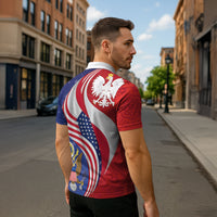 Poland American Heritage Month Zipper Polo Shirt Polish and American National Symbols