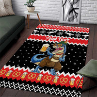 Personalized German T-Rex Christmas Area Rug Funny Beer Dinosaur Xmas - Wonder Print Shop