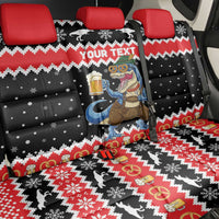 Personalized German T-Rex Christmas Back Car Seat Cover Funny Beer Dinosaur Xmas - Wonder Print Shop