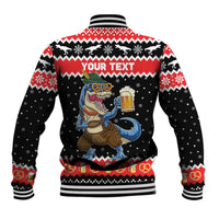 Personalized German T-Rex Christmas Baseball Jacket Funny Beer Dinosaur Xmas - Wonder Print Shop
