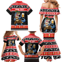 Personalized German T-Rex Christmas Family Matching Mermaid Dress and Hawaiian Shirt Funny Beer Dinosaur Xmas - Wonder Print Shop