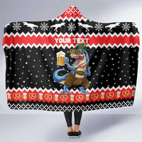 Personalized German T-Rex Christmas Hooded Blanket Funny Beer Dinosaur Xmas - Wonder Print Shop