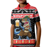 Personalized German T-Rex Christmas Kid Polo Shirt Funny Beer Dinosaur Xmas - Wonder Print Shop