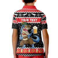 Personalized German T-Rex Christmas Kid Polo Shirt Funny Beer Dinosaur Xmas - Wonder Print Shop