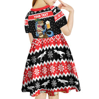 Personalized German T-Rex Christmas Kid Short Sleeve Dress Funny Beer Dinosaur Xmas - Wonder Print Shop