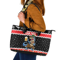 Personalized German T-Rex Christmas Leather Tote Bag Funny Beer Dinosaur Xmas - Wonder Print Shop
