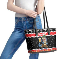 Personalized German T-Rex Christmas Leather Tote Bag Funny Beer Dinosaur Xmas - Wonder Print Shop
