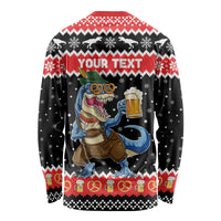 Personalized German T-Rex Christmas Long Sleeve Shirt Funny Beer Dinosaur Xmas - Wonder Print Shop