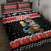 Personalized German T-Rex Christmas Quilt Bed Set Funny Beer Dinosaur Xmas - Wonder Print Shop