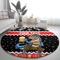 Personalized German T-Rex Christmas Round Carpet Funny Beer Dinosaur Xmas - Wonder Print Shop