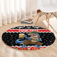 Personalized German T-Rex Christmas Round Carpet Funny Beer Dinosaur Xmas - Wonder Print Shop