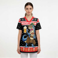 Personalized German T-Rex Christmas Scrub Top Funny Beer Dinosaur Xmas - Wonder Print Shop