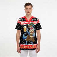 Personalized German T-Rex Christmas Scrub Top Funny Beer Dinosaur Xmas - Wonder Print Shop