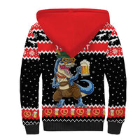 Personalized German T-Rex Christmas Sherpa Hoodie Funny Beer Dinosaur Xmas - Wonder Print Shop