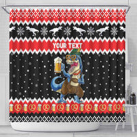 Personalized German T-Rex Christmas Shower Curtain Funny Beer Dinosaur Xmas - Wonder Print Shop