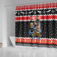 Personalized German T-Rex Christmas Shower Curtain Funny Beer Dinosaur Xmas - Wonder Print Shop