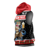 Personalized German T-Rex Christmas Sleeveless Hoodie Funny Beer Dinosaur Xmas - Wonder Print Shop