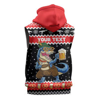 Personalized German T-Rex Christmas Sleeveless Zip Hoodie Funny Beer Dinosaur Xmas - Wonder Print Shop