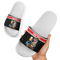Personalized German T-Rex Christmas Slide Sandals Funny Beer Dinosaur Xmas - Wonder Print Shop