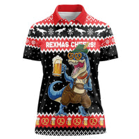 Personalized German T-Rex Christmas Women Polo Shirt Funny Beer Dinosaur Xmas - Wonder Print Shop