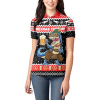 Personalized German T-Rex Christmas Women Polo Shirt Funny Beer Dinosaur Xmas - Wonder Print Shop