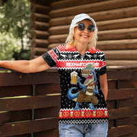 Personalized German T-Rex Christmas Women Polo Shirt Funny Beer Dinosaur Xmas - Wonder Print Shop