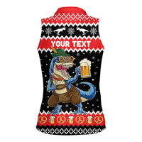 Personalized German T-Rex Christmas Women Sleeveless Polo Shirt Funny Beer Dinosaur Xmas - Wonder Print Shop