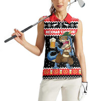 Personalized German T-Rex Christmas Women Sleeveless Polo Shirt Funny Beer Dinosaur Xmas - Wonder Print Shop