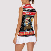 Personalized German T-Rex Christmas Women Sleeveless Polo Shirt Funny Beer Dinosaur Xmas - Wonder Print Shop