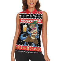 Personalized German T-Rex Christmas Women Sleeveless Polo Shirt Funny Beer Dinosaur Xmas - Wonder Print Shop
