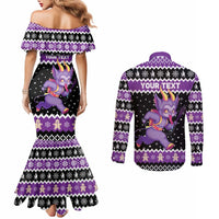 Personalized German Krampus Christmas Couples Matching Mermaid Dress and Long Sleeve Button Shirt German Christmas Legend - Wonder Print Shop