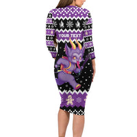 Personalized German Krampus Christmas Family Matching Long Sleeve Bodycon Dress and Hawaiian Shirt German Christmas Legend - Wonder Print Shop