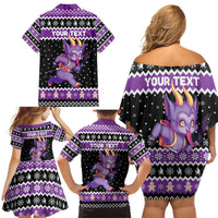 Personalized German Krampus Christmas Family Matching Off Shoulder Short Dress and Hawaiian Shirt German Christmas Legend - Wonder Print Shop