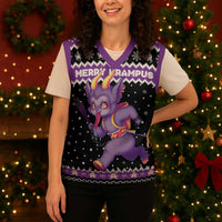 Personalized German Krampus Christmas Knitted V-Neck Vest German Christmas Legend - Wonder Print Shop