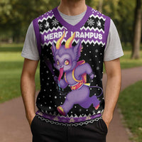 Personalized German Krampus Christmas Knitted V-Neck Vest German Christmas Legend - Wonder Print Shop