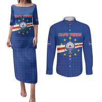 Cape Verde Football 2026 Couples Matching Puletasi and Long Sleeve Button Shirt Historic First World Cup Appearance - Wonder Print Shop