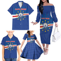 Cape Verde Football 2026 Family Matching Off The Shoulder Long Sleeve Dress and Hawaiian Shirt Historic First World Cup Appearance - Wonder Print Shop