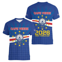 Cape Verde Football 2026 Women V-Neck T-Shirt Historic First World Cup Appearance - Wonder Print Shop