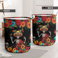 Seis Siete Dia de los Muertos Laundry Basket Mexican Funny 67 Calaca Skeleton Sombrero - Wonder Print Shop
