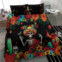 Seis Siete Dia de los Muertos Bedding Set Mexican Funny 67 Calaca Skeleton Sombrero - Wonder Print Shop