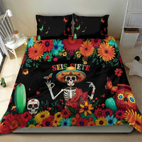 Seis Siete Dia de los Muertos Bedding Set Mexican Funny 67 Calaca Skeleton Sombrero - Wonder Print Shop