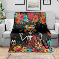 Seis Siete Dia de los Muertos Blanket Mexican Funny 67 Calaca Skeleton Sombrero - Wonder Print Shop
