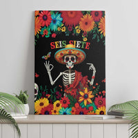 Seis Siete Dia de los Muertos Canvas Wall Art Mexican Funny 67 Calaca Skeleton Sombrero - Wonder Print Shop