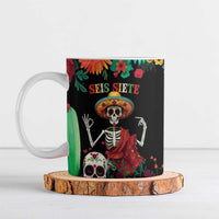 Seis Siete Dia de los Muertos Ceramic Mug Mexican Funny 67 Calaca Skeleton Sombrero - Wonder Print Shop