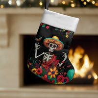 Seis Siete Dia de los Muertos Christmas Stocking Mexican Funny 67 Calaca Skeleton Sombrero - Wonder Print Shop